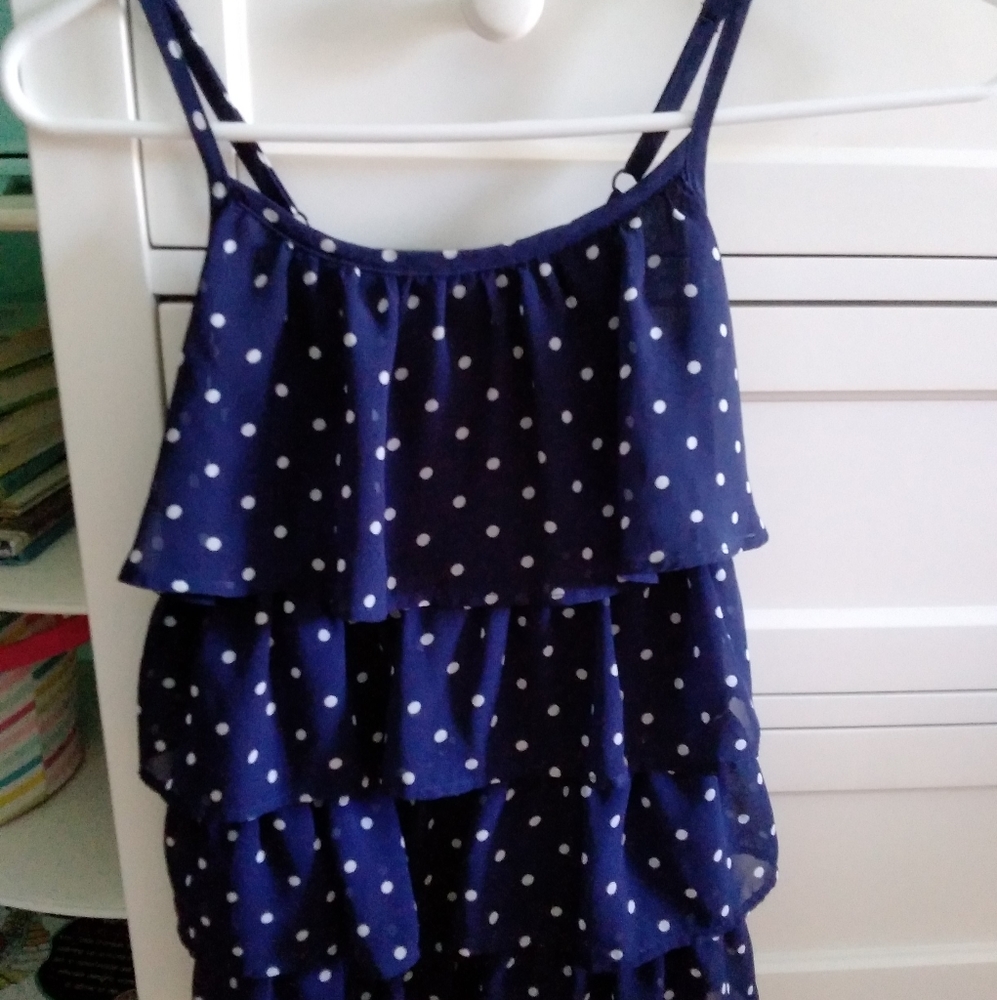 Blue frilly t-shirt Cherokee polka dot